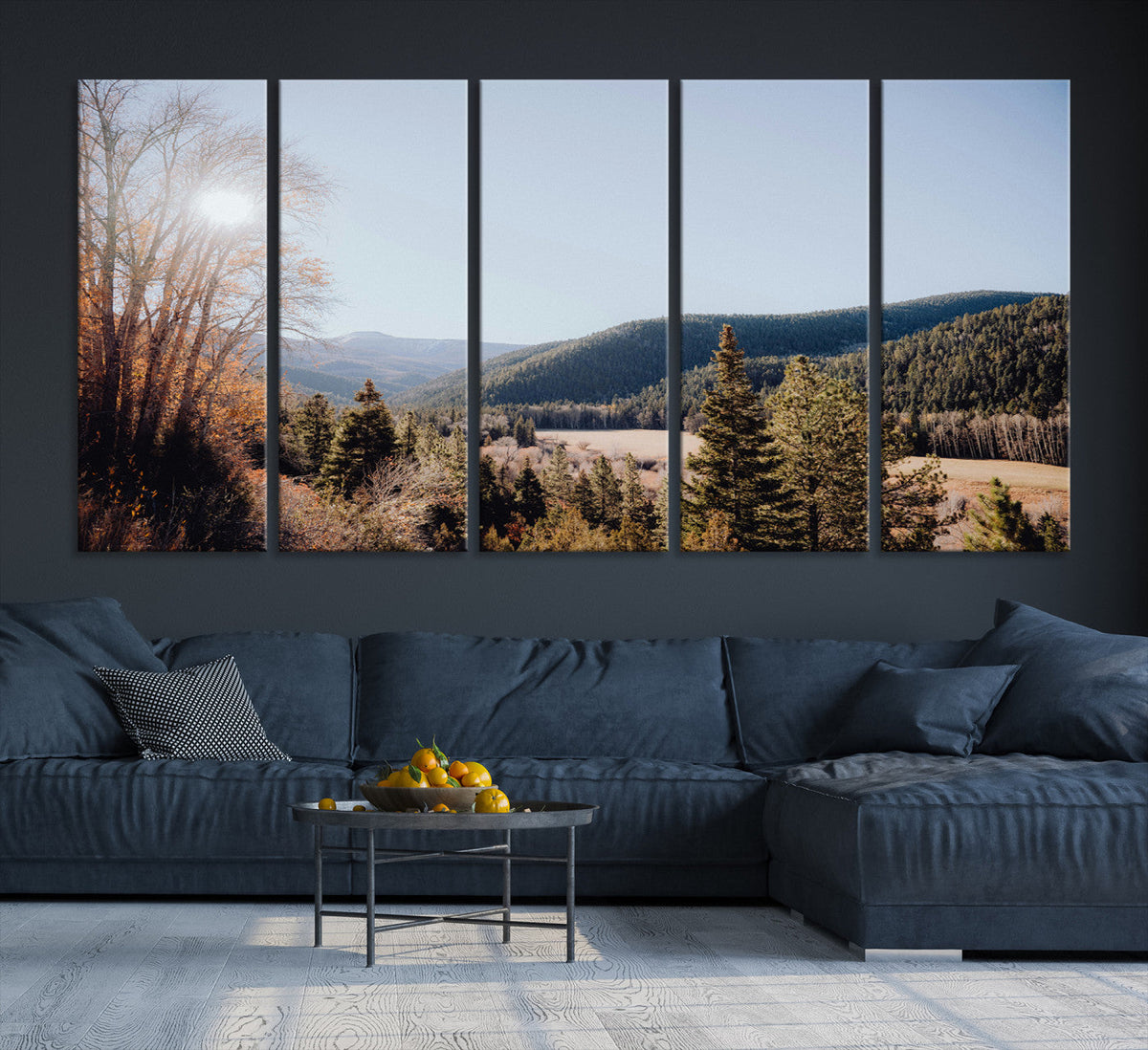 Rustic Landscape Wall Art Canvas Print, Serene Valley Scene