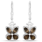 2.20 Carat Genuine Smoky Quartz .925 Sterling Silver Earrings