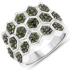 0.75 Carat Genuine Green Diamond .925 Sterling Silver Ring