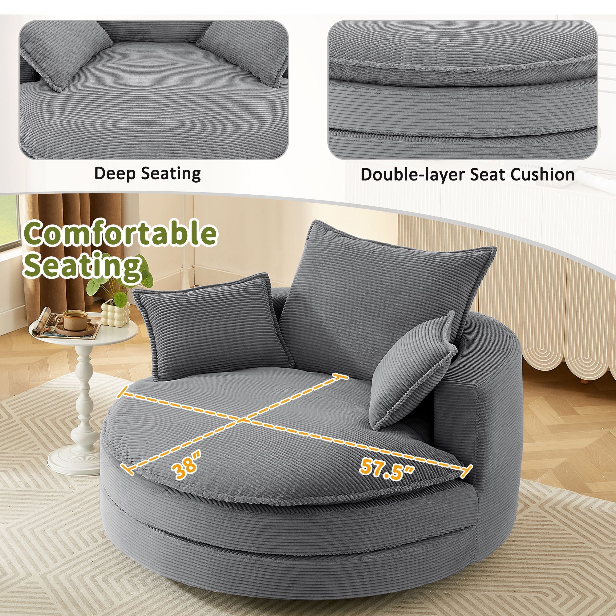 360° Swivel Accent Barrel Chair