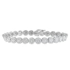 14K White Gold 2.00 Cttw Diamond Halo Link Tennis Bracelet (H-I Color, I1-I2 Clarity) - 7" Inches