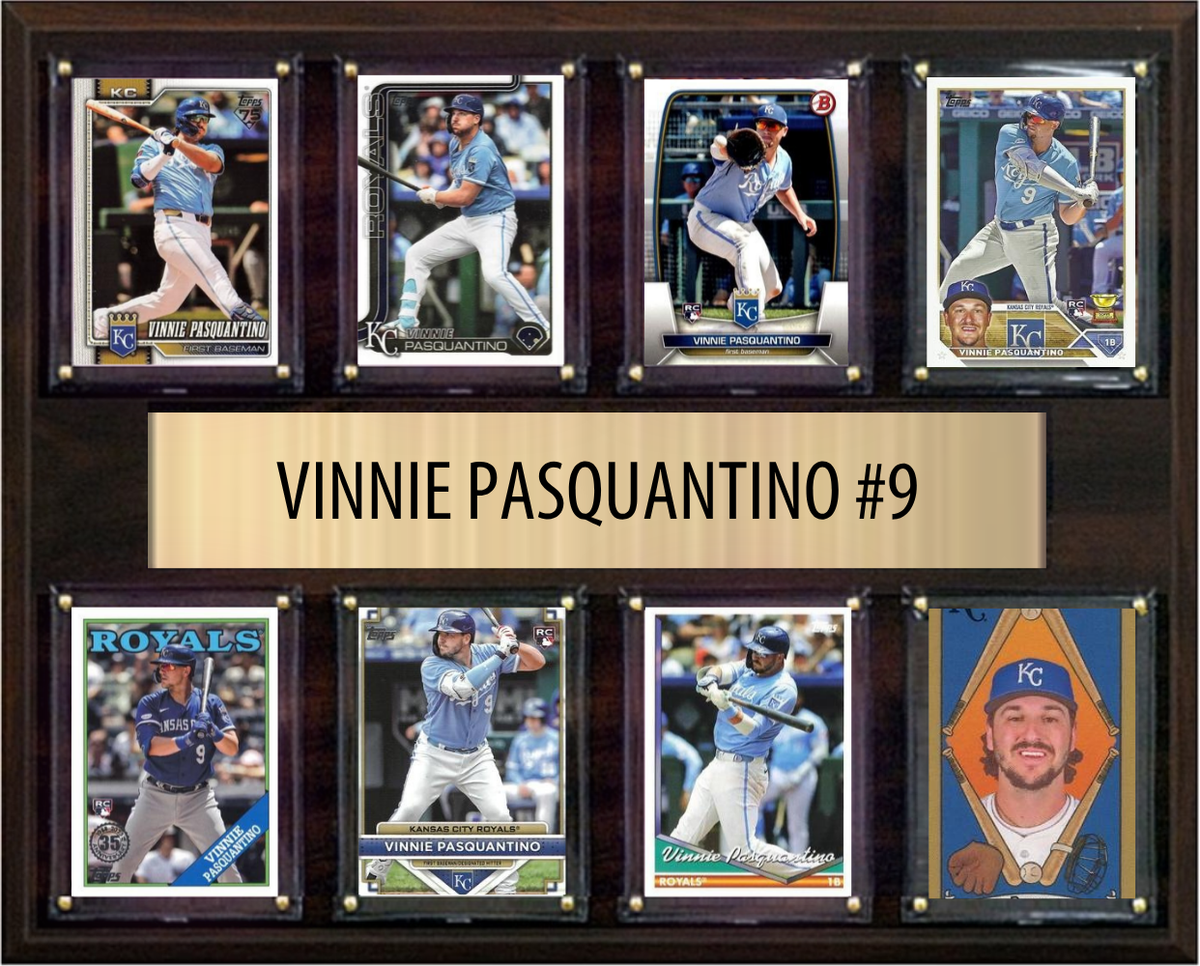 Vinnie Pasquantino Kansas City Royals Fan Gift Plaque 12x15 8 Cards Topps, Bowman 2024 2025 2026
