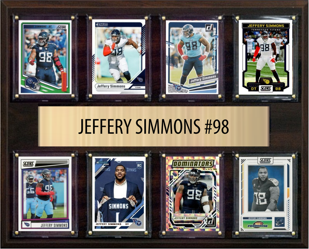 Jeffery Simmons Tennessee Titans Fan Gift Plaque 12x15 8 Cards Prizm, Donruss, Score 2024 2025 2026