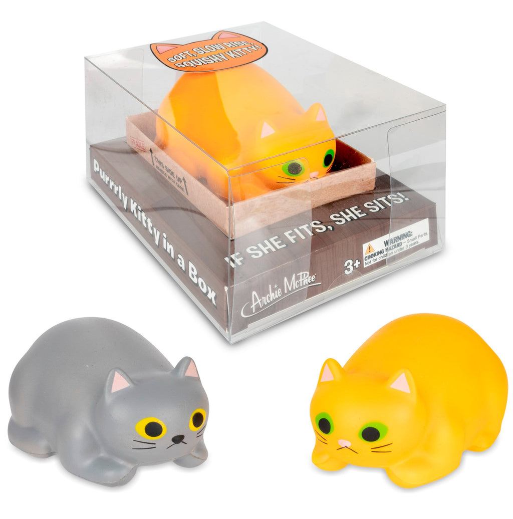 Purrrly Kitty Cat in a Box (choose color) Stress Squeeze Squish - Archie McPhee