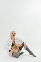 Annabelle: All Work, All Play Pinstripe Thigh Highs. Petite to Plus Size