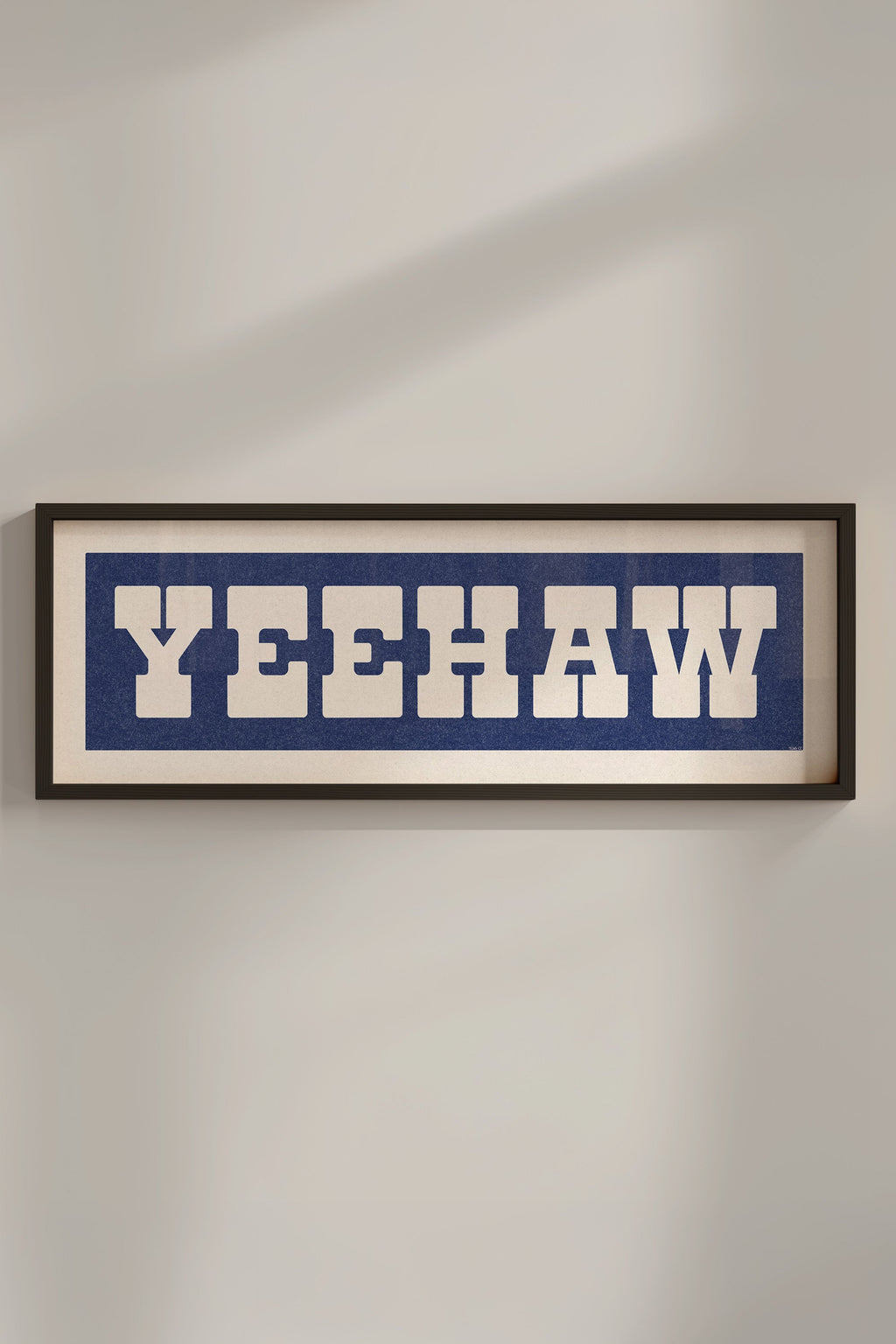 Framed YEEHAW Sign Blue & White Art Print