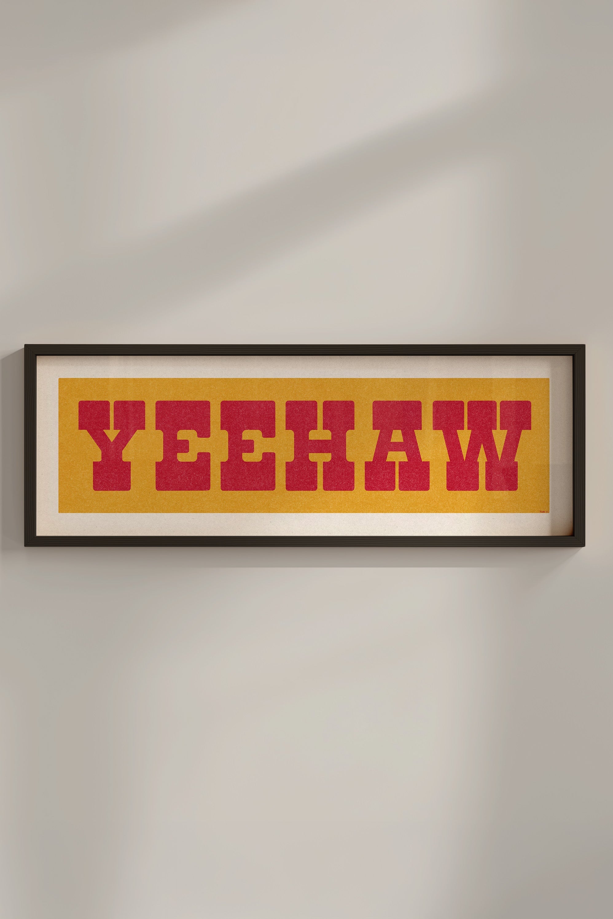 Framed YEEHAW Sign Gold & Red Art Print