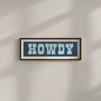 Framed HOWDY Sign Blue & Aqua Art Print