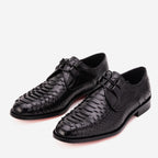 The Valmont Black Python Leather Derby Men Shoe