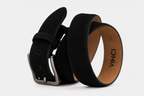 The Bari Black Suede Leather Belt
