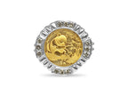 Fancy Solid White/Yellow/Rose Gold Handmade Coin Ring , Chinese Panda Bear Coin ,