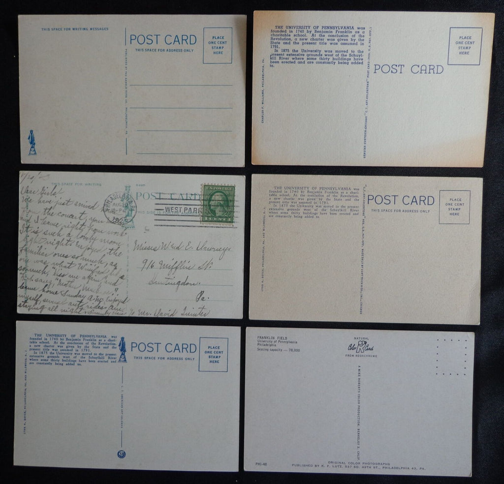 Lot of (6) 1920's Postcards Pennsylvania University Stadium Philadelphia 176175