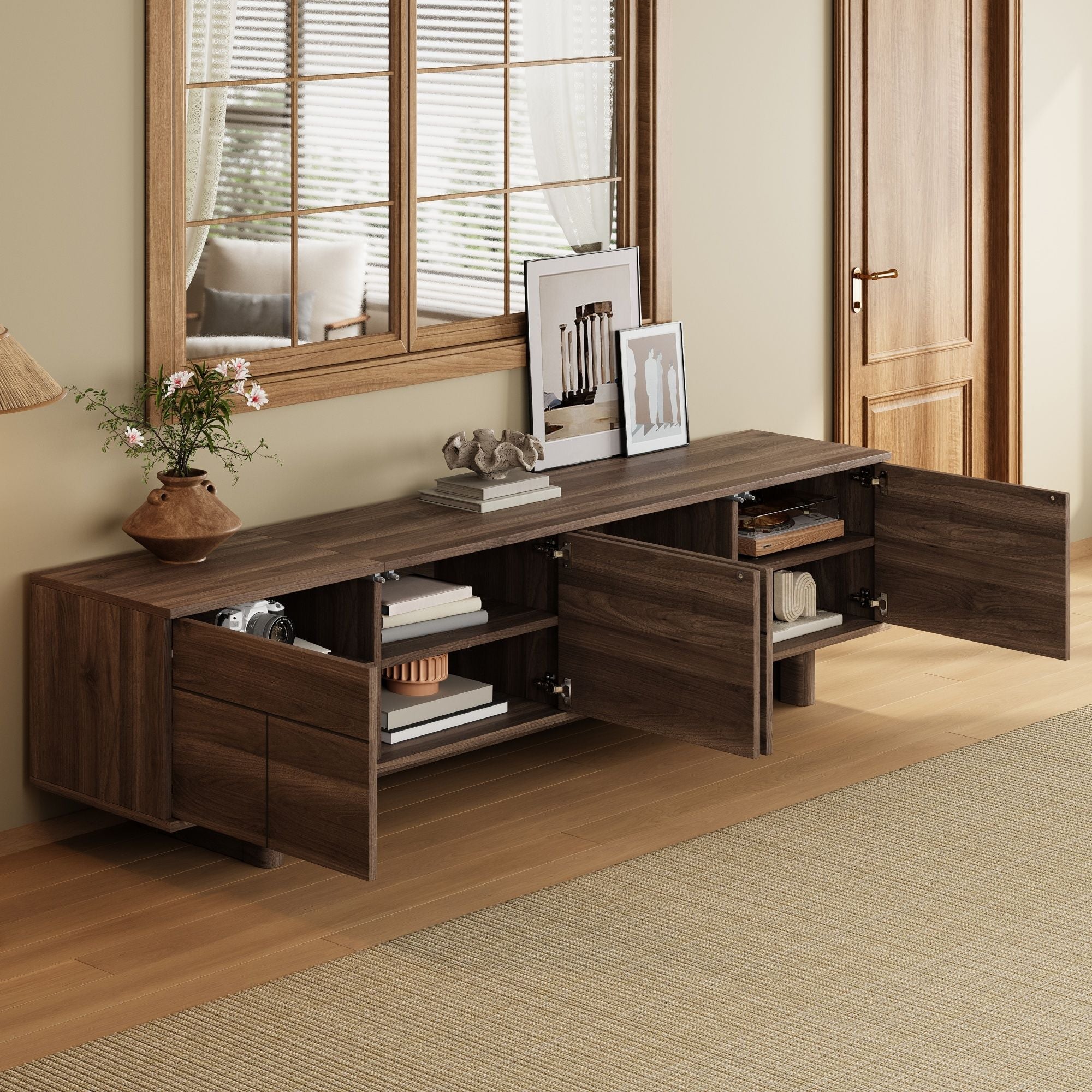 TV Stand For TVs Up To 85" - Dark Brown