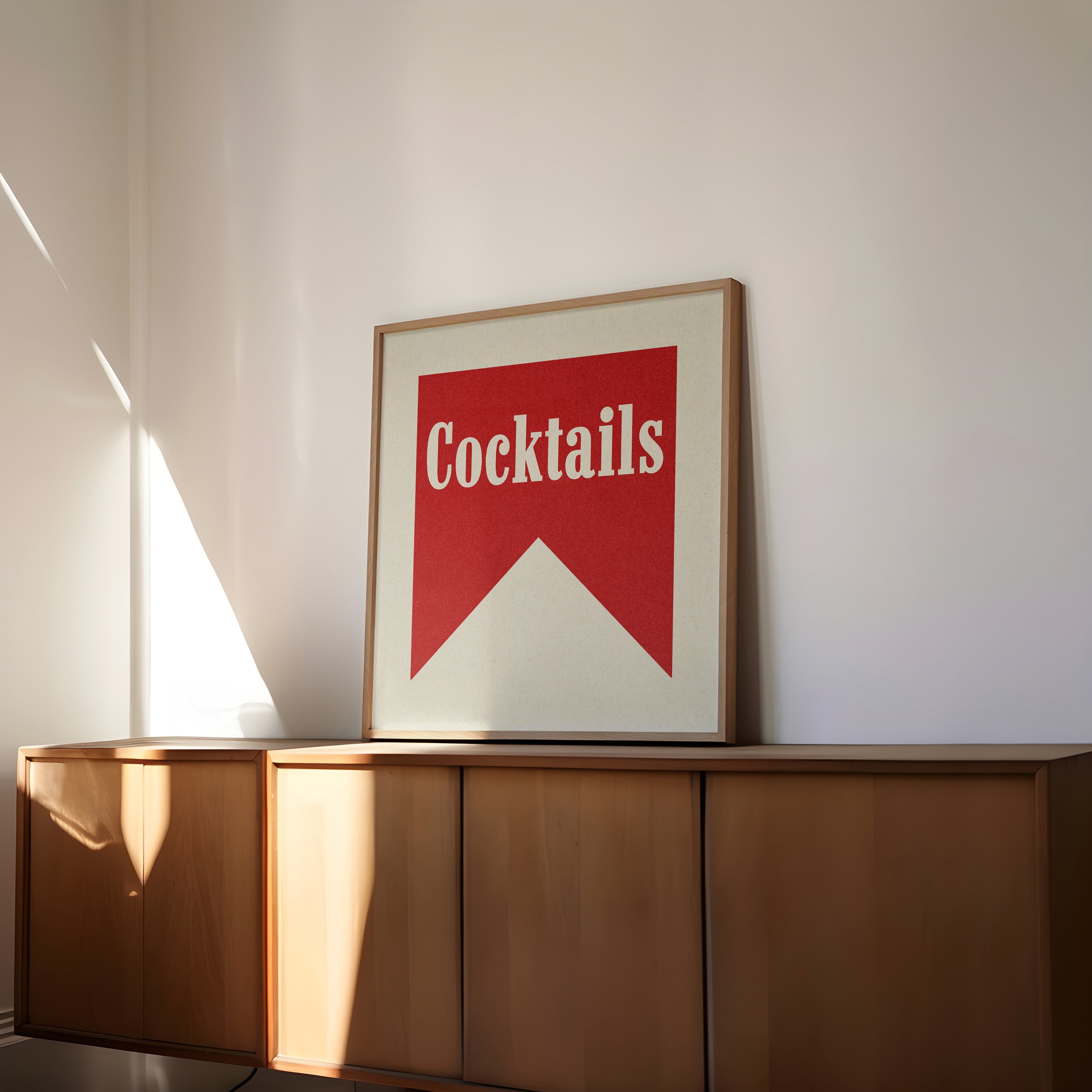 Cocktails Banner Tab Typography Square Bar Art Print