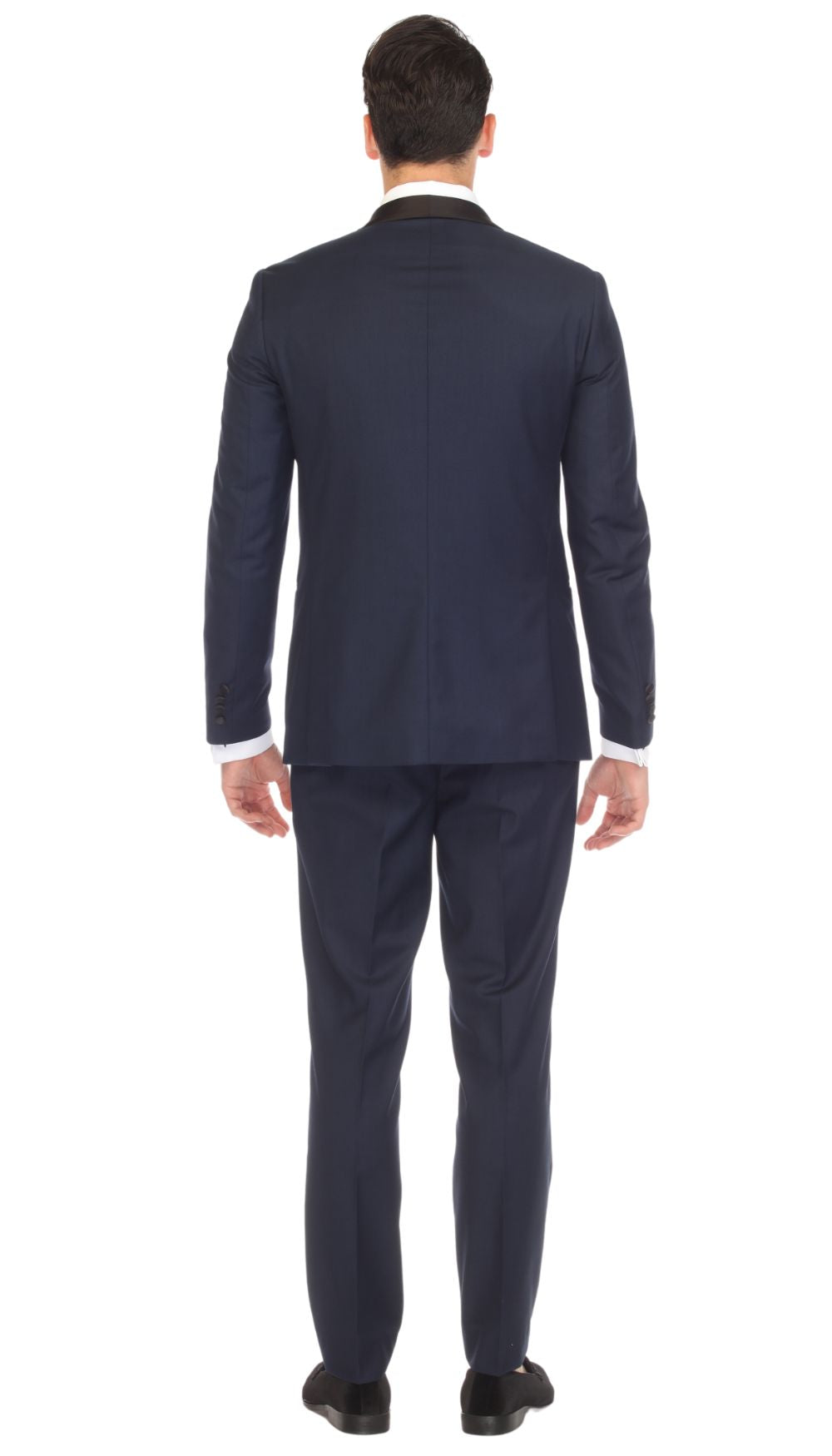 Men's Navy & Black Shawl Lapel Tuxedo – Slim Fit 2 Piece Suit | Ferrecci Reno