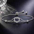 925 Sterling Silver Heart Shaped Bracelet 22CM for Women