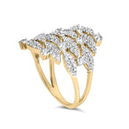 14K Yellow Gold 1.0 Cttw Diamond Geometric Stacked Open Cocktail Ring (I-J Color, I1-I2 Clarity)