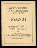 1930-31 West Chester State Teachers College Basketball 3x4 Pocket Schedule