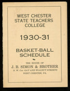 1930-31 West Chester State Teachers College Basketball 3x4 Pocket Schedule