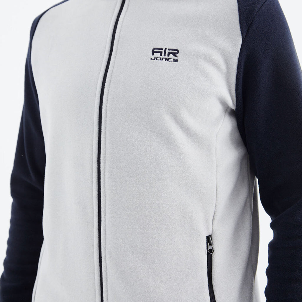 Raglan Hooded Polar Sweatshirt // White + Navy Blue