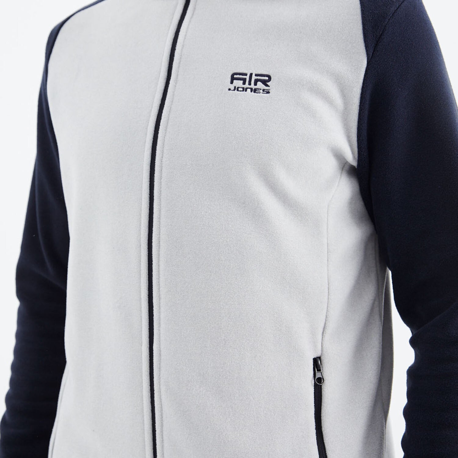 Raglan Hooded Polar Sweatshirt // White + Navy Blue