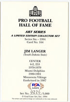 Jim Langer Signed Goal Line Art GLAC Postcard w/HOF Dolphins PSA/DNA 160274