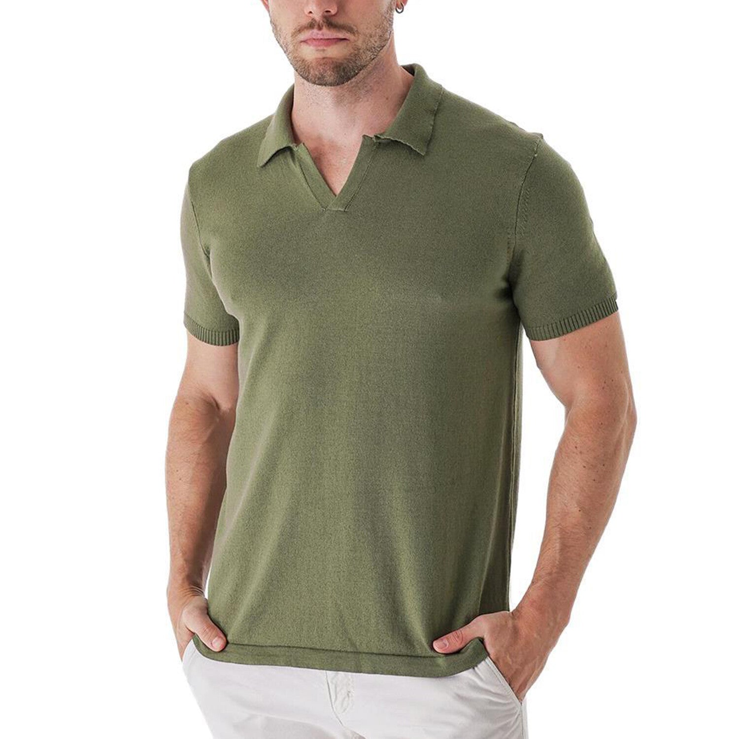 Knitwear Polo w/ Sleeve & Back Detail // Khaki