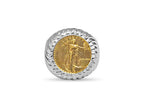 Fancy Solid White/Yellow/Rose Gold Handmade Coin Ring , 1/10oz Coin ,
