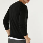 Wool Blend Textured Crewneck Sweater // Black