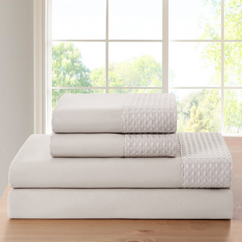 Bamboo 4 Piece 1800 Thread Count luxurious Ultra-soft Waffle Hem Sheet Set