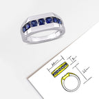 1 1/4 ct TGW Created Blue Sapphire Channel Signet Ring // Sterling Silver