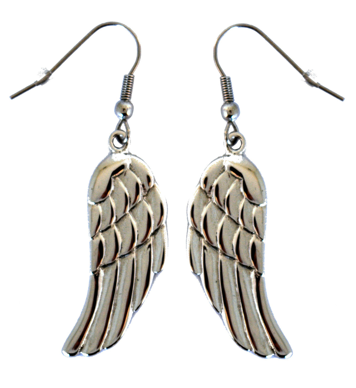 SK1483 Angel Wing Earrings French Wire Stainless Steel Motorcycle Biker Jewelry