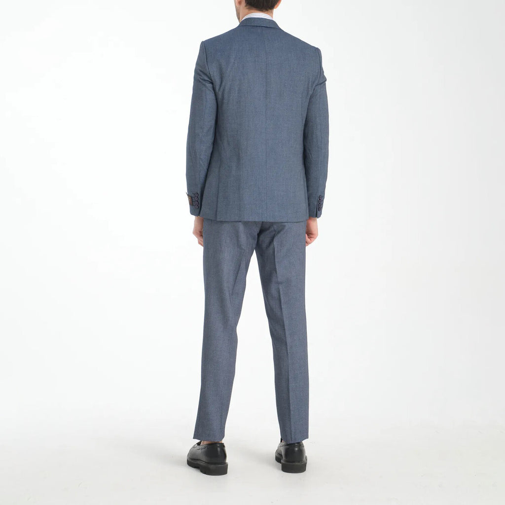 2-Piece Sharkskin Slim Fit Double Breaded Pointed Collar Suit // Gray Blue
