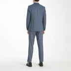 2-Piece Sharkskin Slim Fit Double Breaded Pointed Collar Suit // Gray Blue