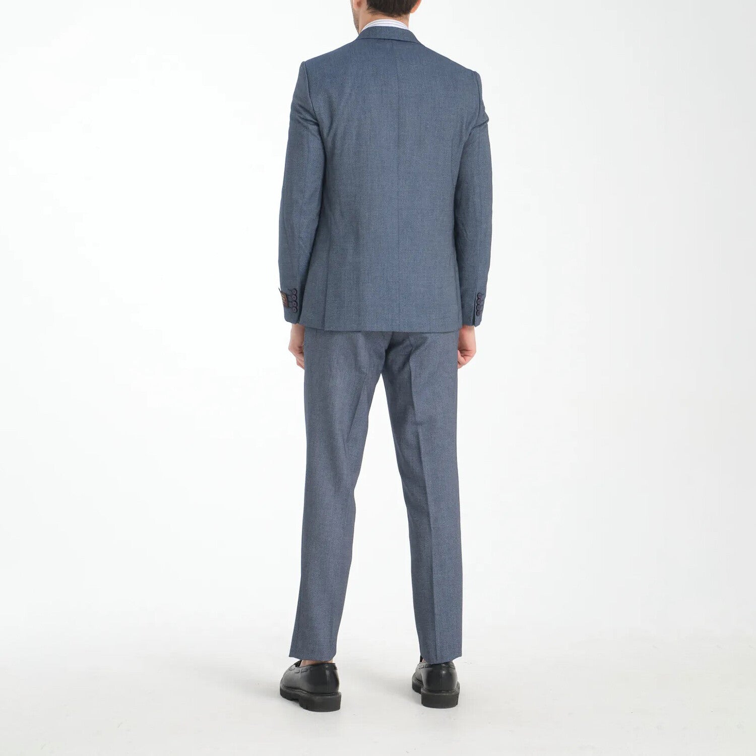 2-Piece Sharkskin Slim Fit Double Breaded Pointed Collar Suit // Gray Blue