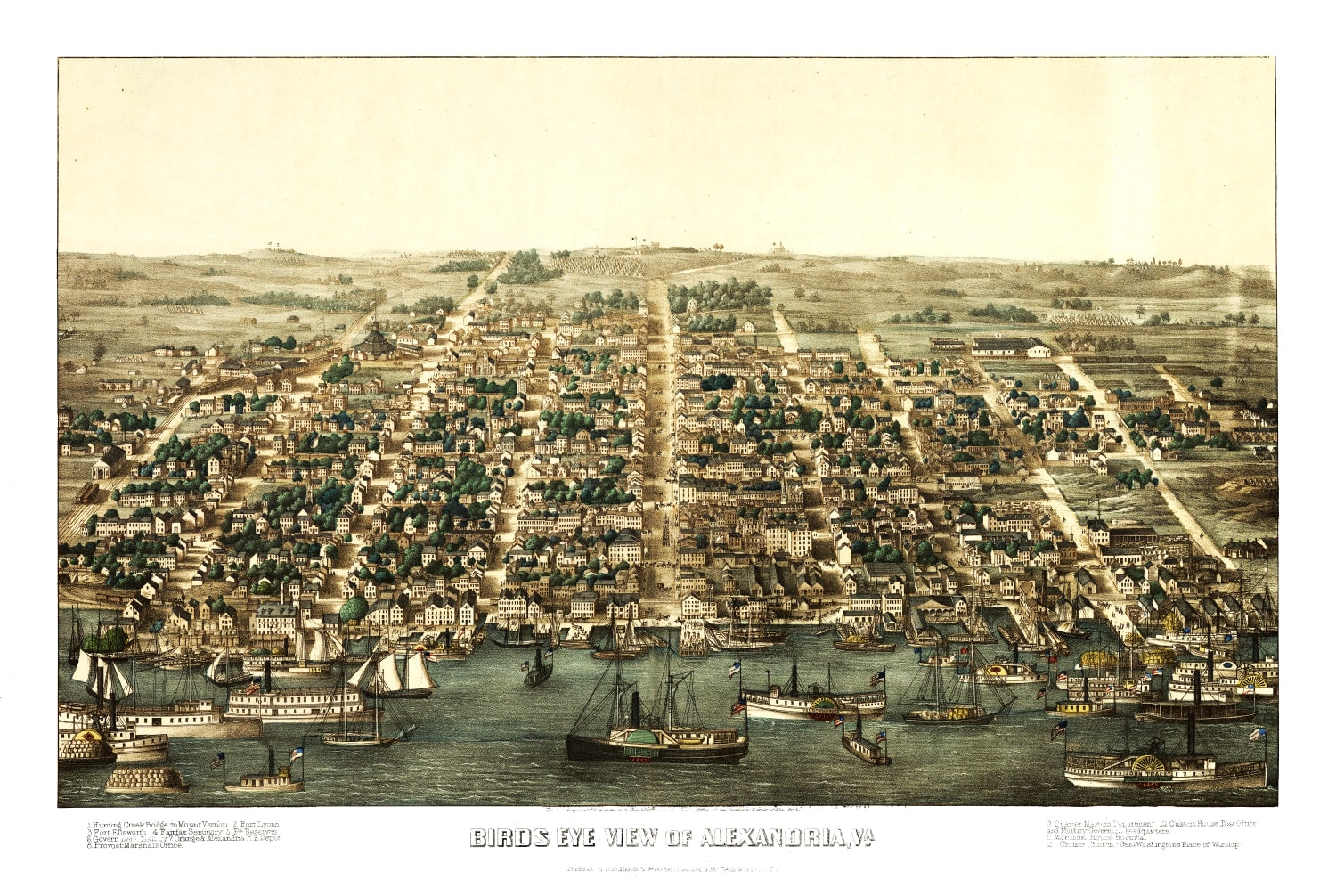 Vintage Map of Alexandria, Virginia 1863