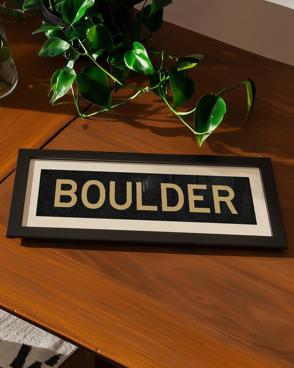 Framed Boulder Black and Gold Bus Scroll