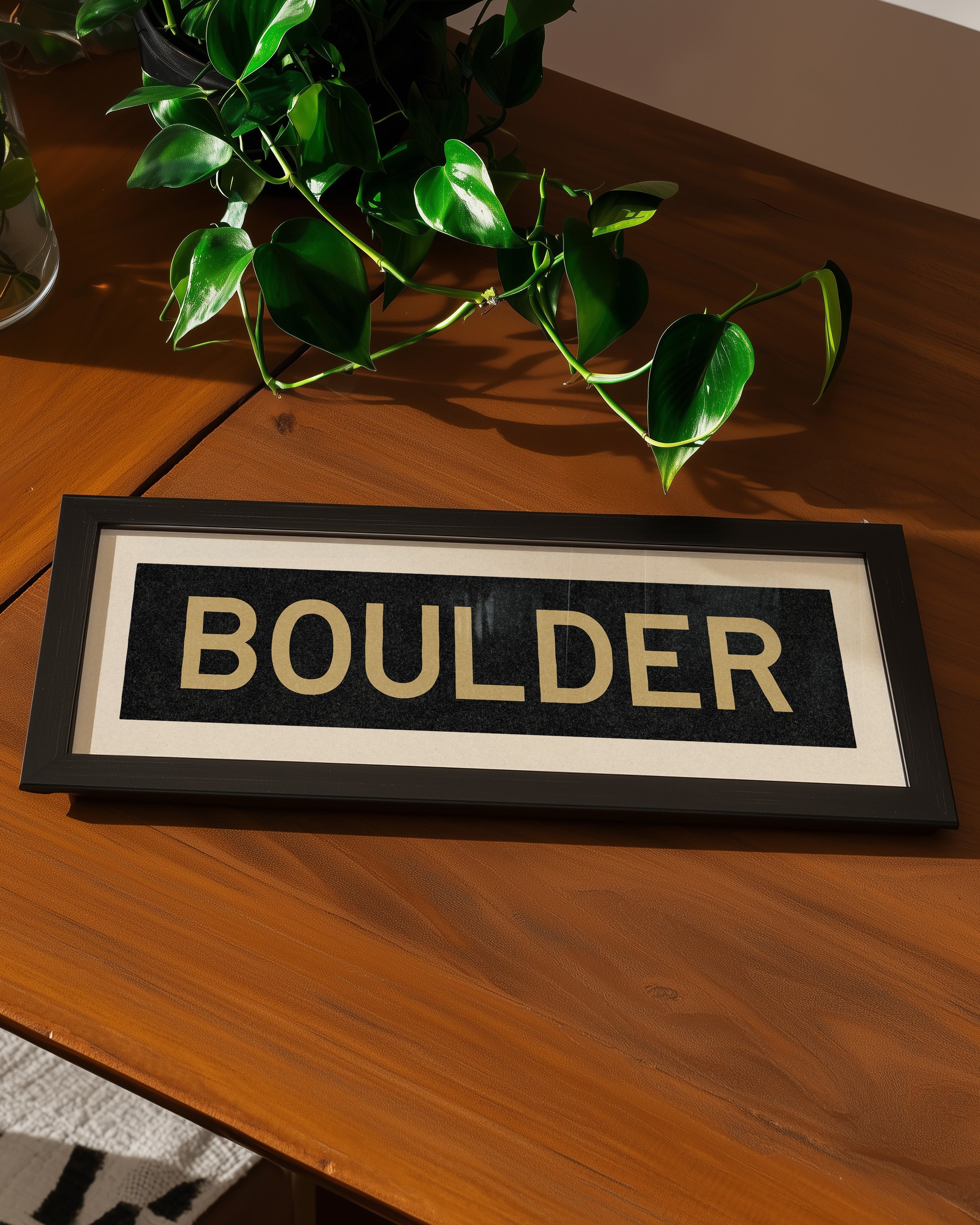 Framed Boulder Black and Gold Bus Scroll