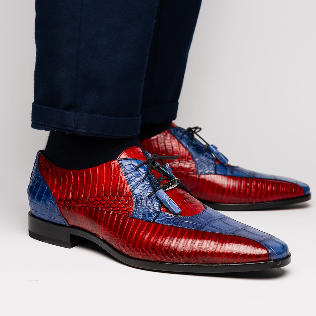 Moncalieri // Alligator + Cobra Skin Leather Oxfords // Navy + Red