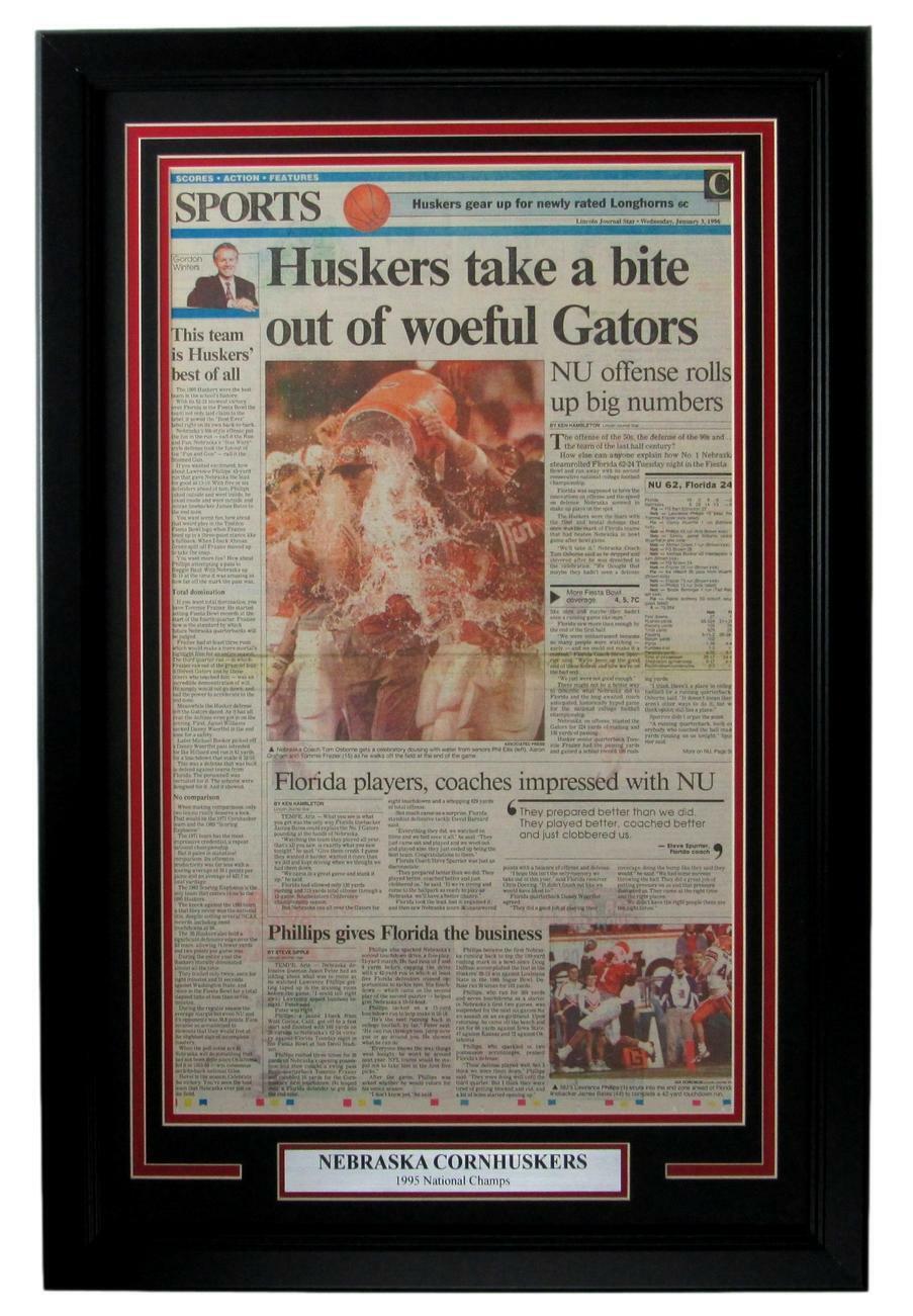 Nebraska 1995 National Champs The Lincoln Journal-Star Newspaper Framed 157879