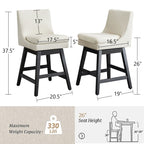 Upholstered Swivel Bar Stools With (Set of 2) - Cream White