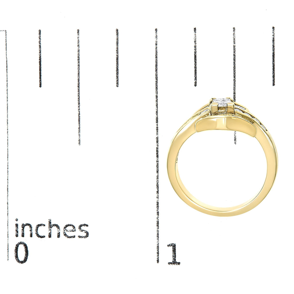 14K Yellow Gold 1.0 Cttw Princess Diamond Geometric Cocktail Ring