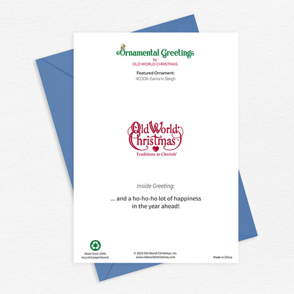 Santa In Sleigh Christmas Card