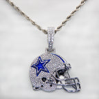 Dallas Cowboys Helmet Pendant Necklace – Sparkling Zircon Gift for Football Fans