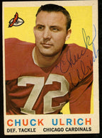 1959 TOPPS Football Card #57 Signed/Auto Chuck Ulrich Chicago Cardinals