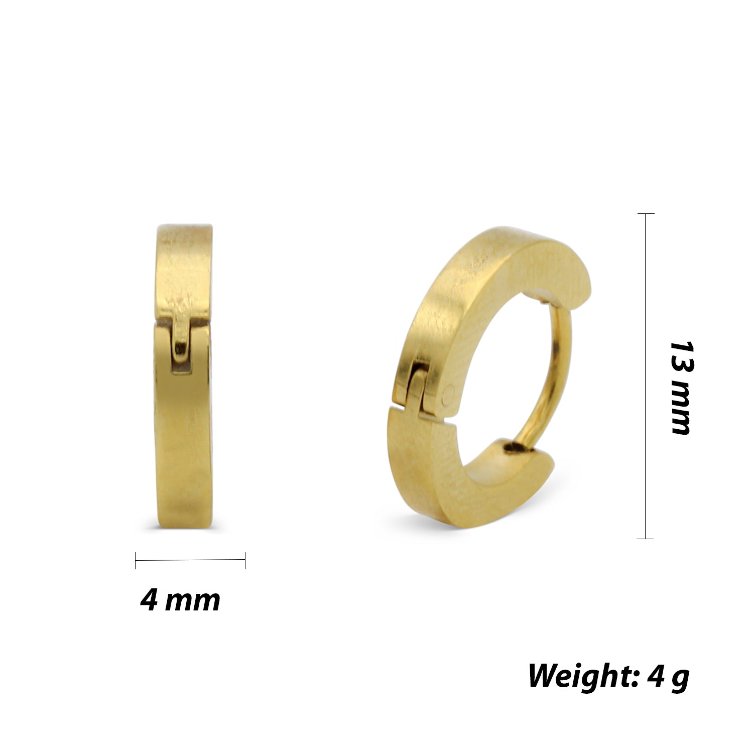 Huggie Hoop Earrings Stainless Steel Plain & Rounded Design