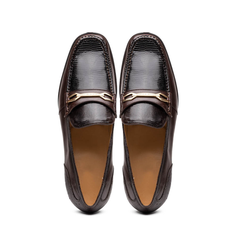 Ravello // Lizard Ring Leather Loafers // Brown