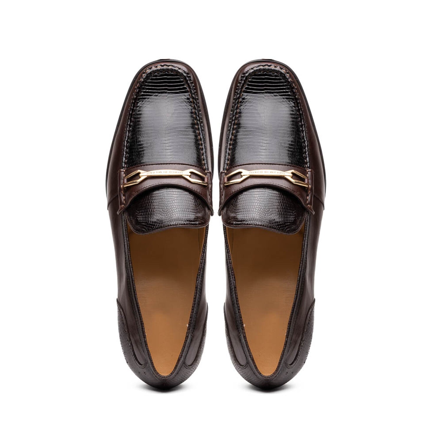 Ravello // Lizard Ring Leather Loafers // Brown