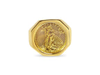 Fancy Solid White/Yellow/Rose Gold Handmade Coin Ring , 1/10oz Coin ,