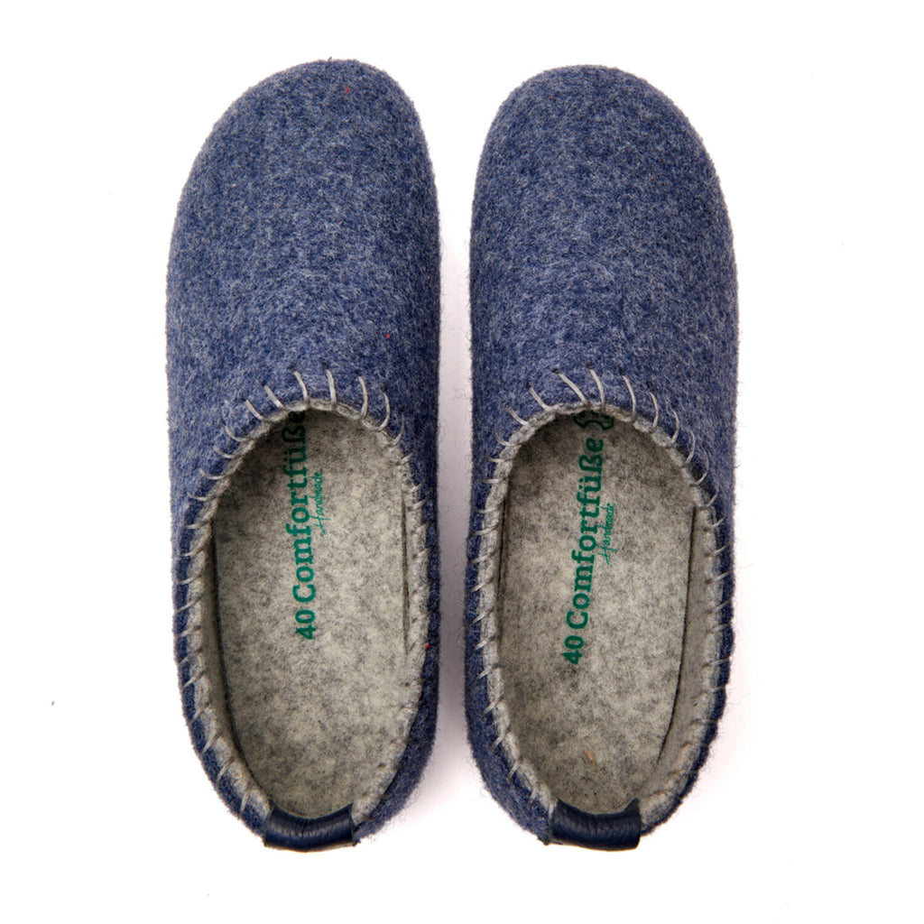 Yew Wool Slipper // Navy + Gray
